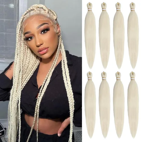 Miniatura 39 de Beyond Beauty - Trenzas preestiradas de cabello profesional sin picazón, ajuste de agua caliente, fibra sintética, textura Yaki, extensiones