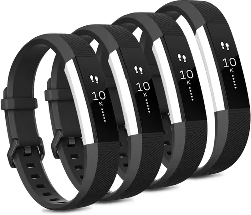 Tobfit Paquete de 4 correas compatibles con Fitbit Alta/Alta HR, pulseras de repuesto de silicona suave deportiva para mujeres y hombres (S, negro)