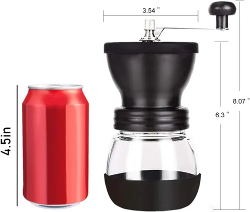 Miniatura 2 de PARACITY Molinillo Manual de Granos de Café con Rebaba de Cerámica, Molinillo de Café Manual Pequeño con 2 Frascos de Vidrio (11 Onzas por Frasco)
