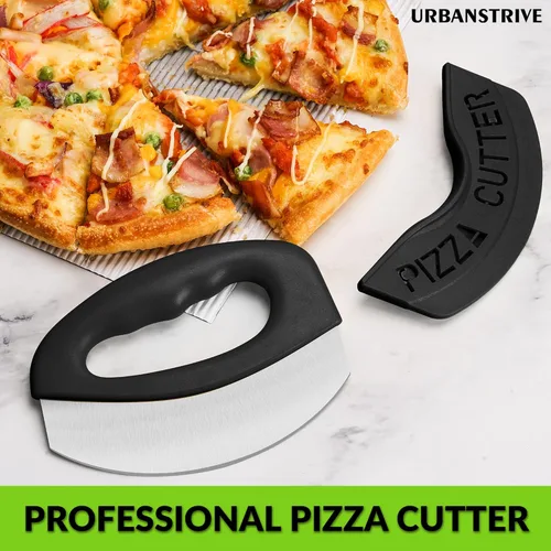 Miniatura 6 de Urbanstrive Cortador de Pizza de Acero Inoxidable para Trabajo Pesado con Tapa, Cuchillo de Pizza de Hoja Súper Afilada Cortador de Pizza Balancín