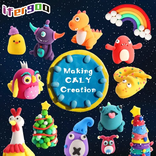 Miniatura 5 de ifergoo Kit de arcilla seca al aire para niños, 60 colores de arcilla mágica para modelar, ultraligero, seguro y no tóxico, juguete de moldeo