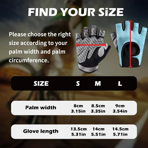 Miniatura 5 de Guantes de ciclismo para hombres y mujeres, sin dedos, transpirables, guantes de ciclismo antideslizantes que absorben los golpes, acolchados