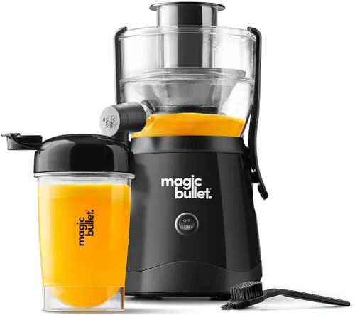 Magic Bullet® Mini Exprimidor, Ahorro de Espacio en la Encimera, Canal de Alimentación de 2 Pulgadas para Frutas y Verduras, 400W, Taza de 16oz,