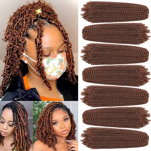 Miniatura 31 de Xtrend - Cabello trenzado de ganchillo con rizos de resorte, color rojo cobrizo, 12 pulgadas, para rizos de mariposa de imitación, extensiones