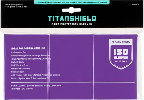 TitanShield Fundas Premium para Cartas | Compatibles con Pokémon, One Piece, Lorcana, Flesh & Blood, y Magic The Gathering MTG | (150 Fundas - Morado
