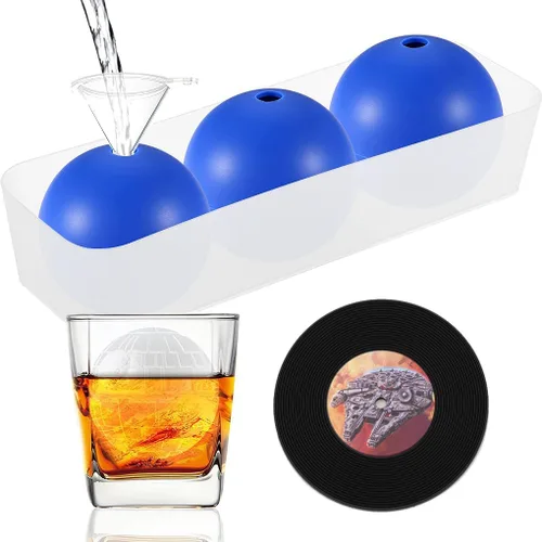 Molde redondo para cubitos de hielo de Star Wars Death Star Wars, moldes para cubitos de hielo para whisky y bourbon y chocolate (paquete de 3 + 2