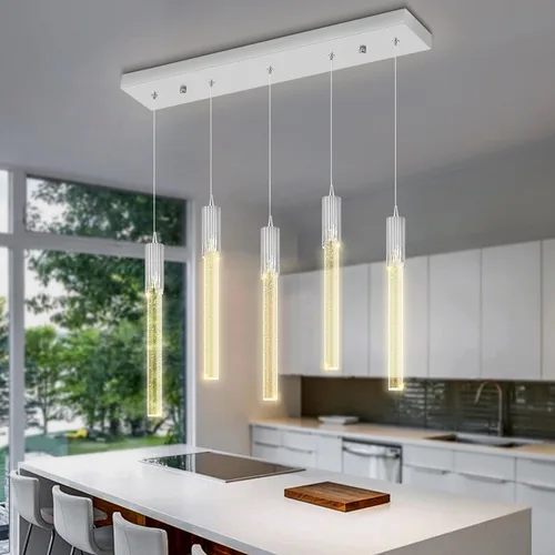 Miniatura 20 de Flashing God Candelabro LED moderno, 10 luces negras regulables, lámpara colgante con control remoto de techo alto para escalera, sala de estar