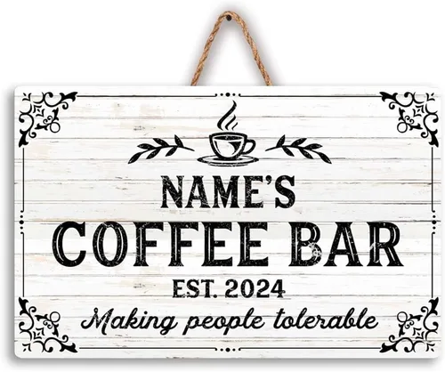 Miniatura 30 de Letrero de madera de barra de café personalizado, placa de pared para decoración de cocina, regalos personalizados para amantes del café, café 02