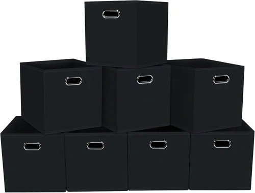 Miniatura 29 de Contenedores de almacenamiento de tela, organizadores de tela con asa, cubos plegables para almacenamiento de tela o accesorios, 11 x 11 x 11 Naranja