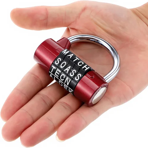 Miniatura 6 de Paquete de 4 candados de combinación de 5 letras – Candados de palabras reiniciables sin llave para casilleros de gimnasio, cajas de herramientas