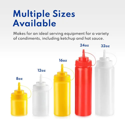 Miniatura 6 de Botellas compresibles New Star Foodservice 26528, de plástico, con tapa y escala, boca ancha, de 16 oz, amarillas, paquete de 6 unidades Amarillo
