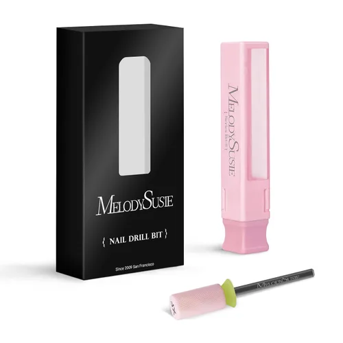 Miniatura 8 de MelodySusie Brocas de cerámica para uñas, 3/32 pulgadas, chaflán superior plana, puntas de barril grandes, eliminación rápida de acrílico o gel Rosa