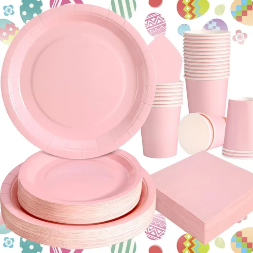 Miniatura 16 de Juego de 350 platos de papel floral, platos desechables con borde dorado para 50 invitados, suministros de fiesta para adultos, jardín, fiesta