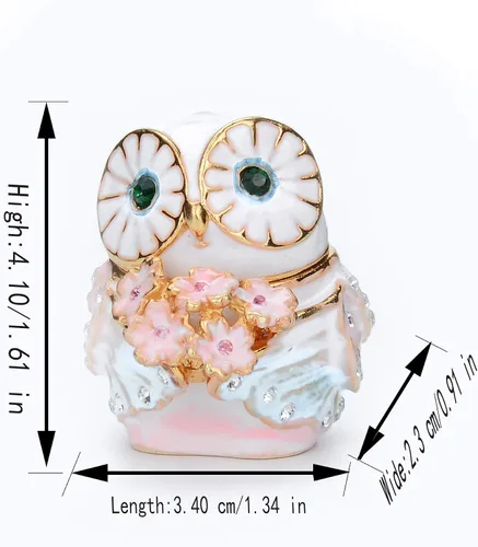 Miniatura 3 de Joyero con diseño de búho con forma de búho con bisagras y adornos clásicos de animales