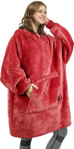 Miniatura 25 de Catalonia Sudadera extragrande tipo manta con capucha, sudadera de sherpa portátil para adultos, hombres y mujeres