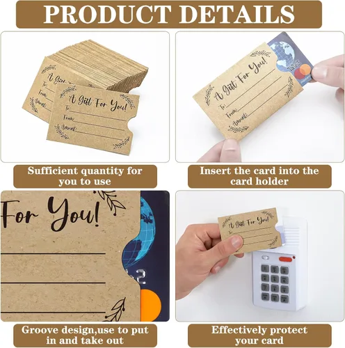 Miniatura 3 de Teling - 800 sobres para tarjetas de regalo, fundas para tarjetas de crédito, papel kraft marrón, mini, sobres para llaves de hotel de negocios