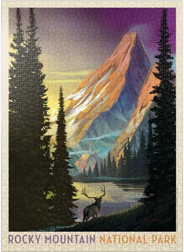 MyPuzzle Rocky Mountain National Park: Pyramid Peak, póster vintage, rompecabezas premium de 1000 piezas para adultos
