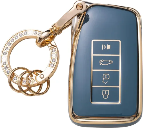 Miniatura 8 de Gematay Funda para llavero Lexus con llavero, soporte para llave para Lexus RX ES GS LS NX RS GX LX RC LC Control remoto inteligente, negro