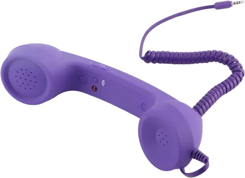 Retro Phone Handset, Vintage Telephone Handset, Built in HD Speaker & Microphone Vintage Telephone Receiver Plug Play with 3.5mm USB C for Purple