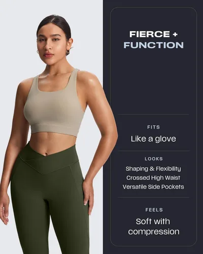 Miniatura 11 de Aoxjox Trinity - Pantalones de yoga de cintura alta con bolsillos para mujer, control de abdomen, cintura cruzada, leggings de entrenamiento suaves
