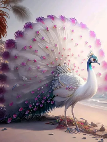 YEEIFFD Kits de pintura de diamantes 5D de pavo real para adultos principiantes, pintura artística de diamantes de pavo real con diamantes, pintura