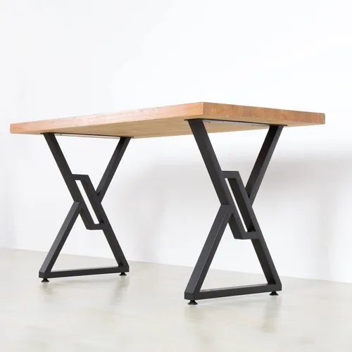 Miniatura 6 de Patas de metal para mesa, paquete de 2 patas resistentes para muebles de 28 pulgadas de alto, 20 pulgadas de ancho, estilo rústico y cuadrado, patas