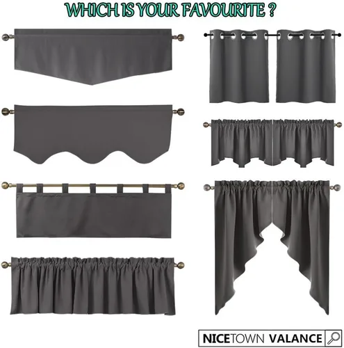 Miniatura 7 de NICETOWN Cortinas opacas cortas con cenefas – 52 pulgadas de ancho x 18 pulgadas de ancho con cenefa de media ventana con bolsillo para barra