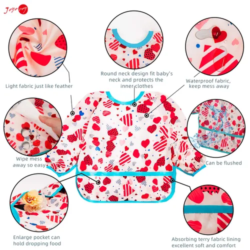 Miniatura 3 de Joyo roy Baberos a prueba de desorden para bebé niña, baberos impermeables para niños pequeños de 1 a 3 años, suaves y lavables a máquina, babero