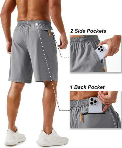 Miniatura 124 de TACVASEN Pantalones cortos deportivos para correr para hombre, 9 pulgadas, de secado rápido, pantalones cortos ligeros de verano, 3 bolsillos