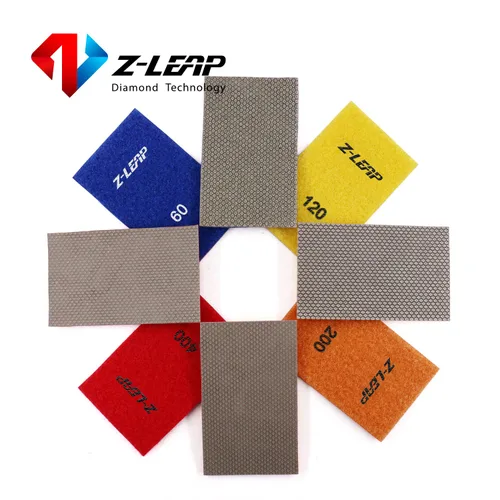 Miniatura 6 de Hoja de papel de diamante galvanizado papel de lija gancho y bucle respaldo de nylon para pulido a mano vidrio porcelana cerámica 4 piezas