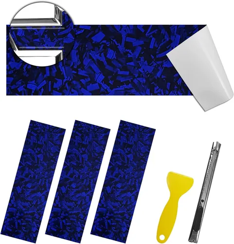 Miniatura 17 de QianBao Compatible con envoltura de vinilo de fibra de carbono de 11.8 x 4 pulgadas, kit de envoltura de emblema Chevy Bowtie con espátula y Negro 6