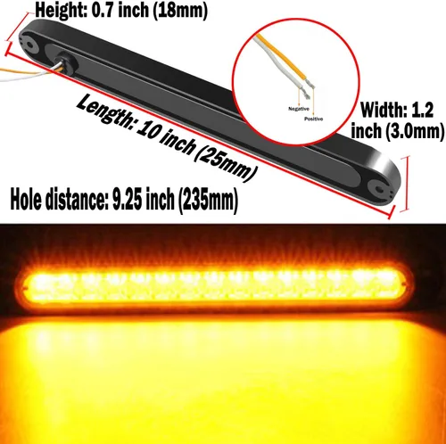 Miniatura 4 de Paquete de 2 luces LED de identificación de remolque de 10 pulgadas, 15 luces LED de 9 a 30 voltios, luces LED de parada, tira de luces traseras