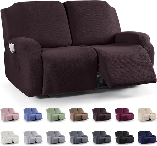 Miniatura 18 de KinCam Fundas para sillón reclinable, fundas elásticas para sillas reclinables, fundas para sofá reclinable de jacquard a rayas, protectores