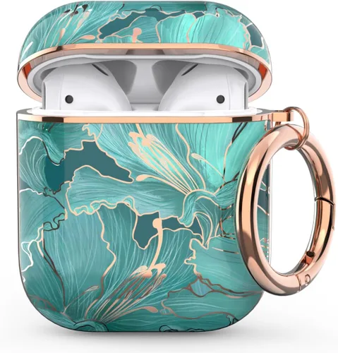 Miniatura 12 de wenew Funda rígida para AirPod AirPods de 1ª y 2ª generación con llavero para mujeres y hombres (azul)