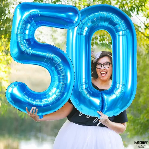 Miniatura 974 de KatchOn, Globo grande azul número 2 de 40 pulgadas Decoraciones de cumpleaños de Baby Shark para niño de 2 años Globo azul número 2 Globo