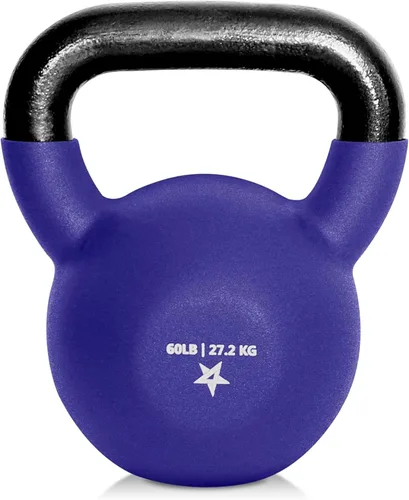 Miniatura 16 de Yes4All Pesas rusas, pesas rusas de hierro fundido recubiertas de neopreno de 5-65 LB, asa de agarre ancho y fondo plano para balanceos, B. 10
