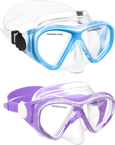 Miniatura 20 de ACQCES Gafas de natación para niños, máscara de buceo para niños y niñas de 5 a 15 años, gafas de natación antivaho de dos colores con cubierta
