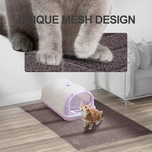 Miniatura 4 de Alfombrilla de arena para gatos, alfombrilla de arena que atrapa la arena suave para las patas de los gatitos, 35" x 24" alfombrilla de caja de Gris