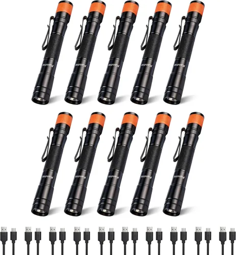 Miniatura 9 de KunHe Linterna LED recargable portátil de 180 lúmenes, paquete de 2 unidades, luz de bolsillo impermeable, modo único, fácil de usar con clip