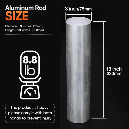 Miniatura 2 de Barra de aluminio de 3 pulgadas de largo de 13 pulgadas 6061 de barra redonda de aluminio T6511 sólido nuevo molino extruido de barra de torno
