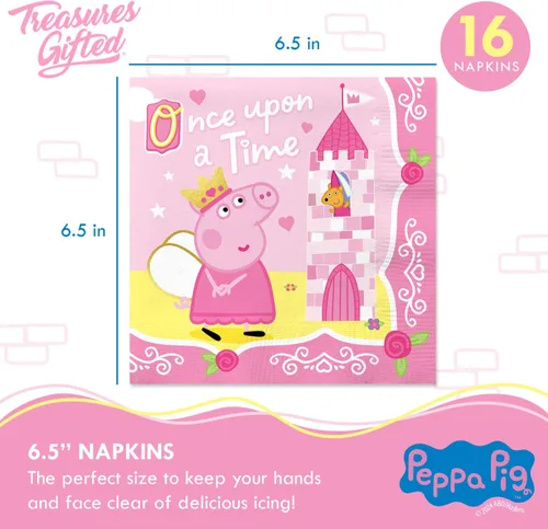 Miniatura 4 de Treasures Gifted Decoraciones de cumpleaños con licencia oficial de la princesa Peppa Pig – Sirve a 16 invitados – Juego de vajilla