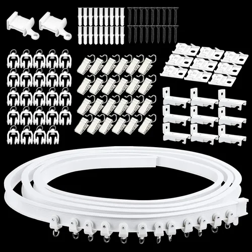 Miniatura 14 de Riel para Cortinas de Techo, Riel para Cortinas de Techo Curvo Flexible Montaje en Pared Riel para Cortinas 16 Pies Resistente Divisor de Habitación