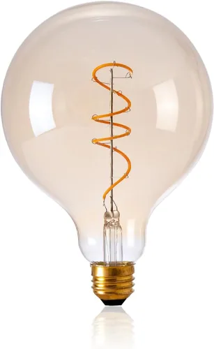 Miniatura 9 de OMED Bombilla Edison LED vintage G125/G40 E26, globo de gran tamaño, regulable, de vidrio ámbar, 2200 K, blanco cálido, bombilla redonda antigua