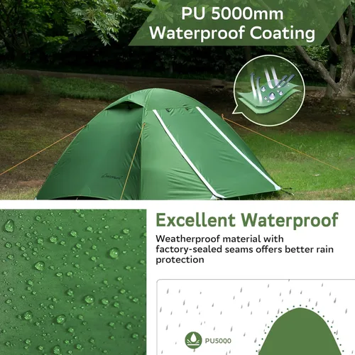 Miniatura 2 de Clostnature Tienda de campaña ligera para mochileros, 1/1.5/2/3/4/6 personas, tienda de campaña ultraligera e impermeable, tienda de campaña de 3