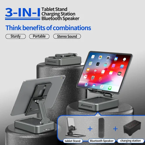 Miniatura 2 de Jteman Soporte inalámbrico para tablet con altavoz Bluetooth, ajustable con altavoces Bluetooth, regalos para mujeres y hombres, accesorio de cocina