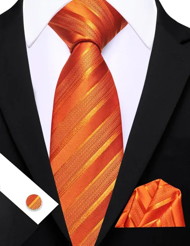 Miniatura 258 de Barry.Wang Juego de corbatas para hombre, corbata de seda a rayas, tejido a cuadros, gemelos formales, negocios, boda
