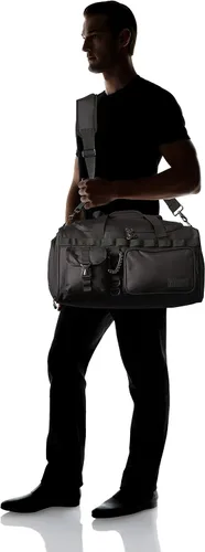 Miniatura 8 de Fitdom Bolsa de lona táctica negra de 20 pulgadas y 32 L con compartimento para zapatos. La mejor bolsa de entrenamiento para hombres y mujeres. La