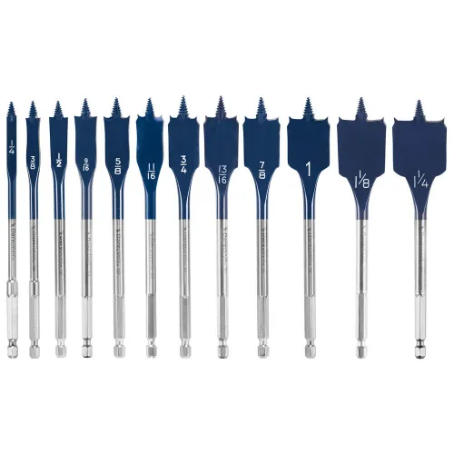 Miniatura 2 de BOSCH DSB5012 Juego surtido de 12 piezas de brocas de pala Daredevil, vástago hexagonal de 1/4 de pulgada, ideal para aplicaciones de perforación