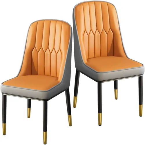 Miniatura 24 de YVYKFZD Juego de 2/4 sillas de comedor, sillas de cocina con respaldo y patas de metal, silla de comedor de piel sintética, silla auxiliar cómoda