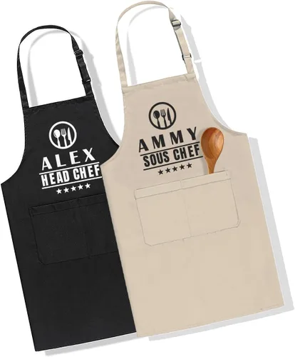 Miniatura 9 de Delantales de chef personalizados, delantal de cocina personalizado con nombre de foto, logotipo, 2 bolsillos, regalo de cocina para hornear